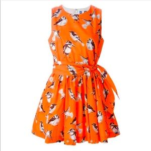 Like new MSGM Bird Print Flare Summer Dress